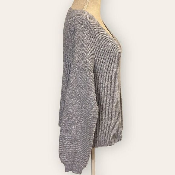 Large, Baby Blue, V Neck Sweater - Z Supply, Cotton & Nylon - Picture 3 of 4